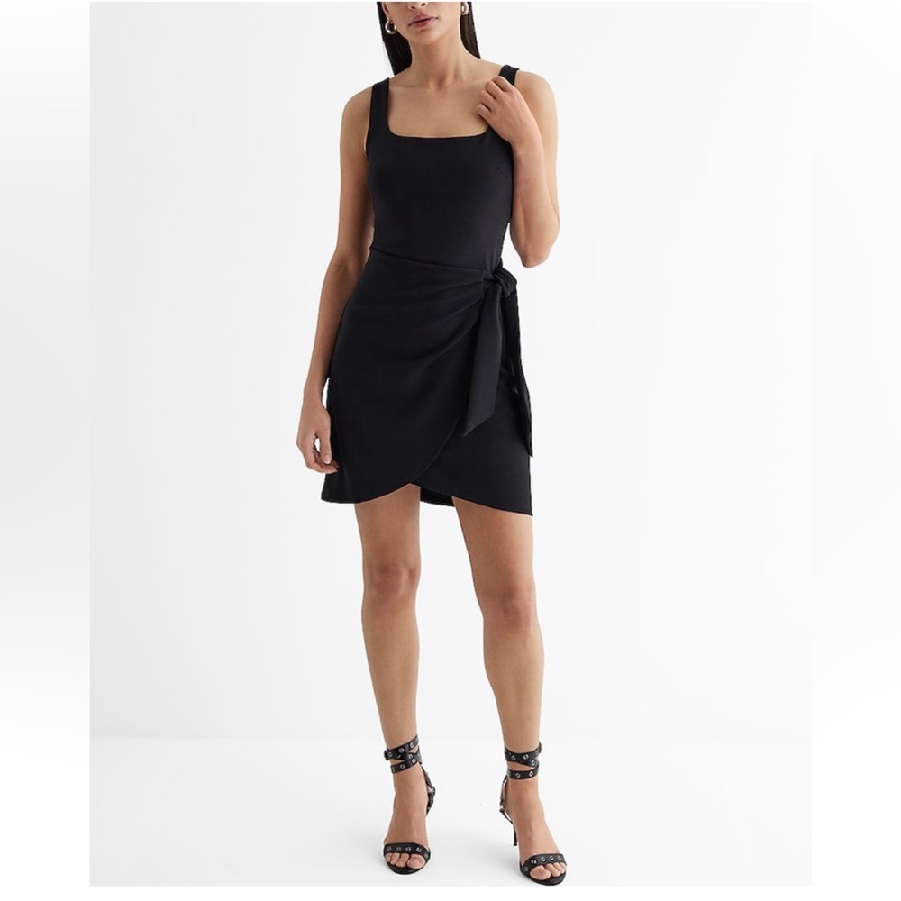 Express Scoop Neck Wrap Sheath Mini Dress - Picture 3 of 4